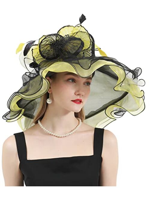 ORIDOOR Women's Organza Cloche Bowler Hat Derby Fascinator for Tea Party Bridal Wedding Dress Hat