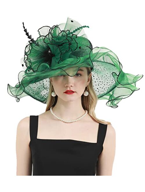 ORIDOOR Women's Organza Cloche Bowler Hat Derby Fascinator for Tea Party Bridal Wedding Dress Hat