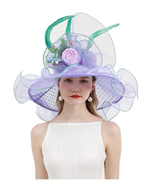 ORIDOOR Women's Organza Cloche Bowler Hat Derby Fascinator for Tea Party Bridal Wedding Dress Hat