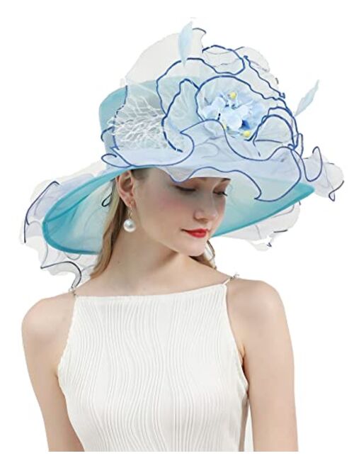 ORIDOOR Women's Organza Cloche Bowler Hat Derby Fascinator for Tea Party Bridal Wedding Dress Hat