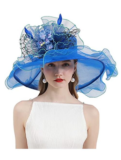 ORIDOOR Women's Organza Cloche Bowler Hat Derby Fascinator for Tea Party Bridal Wedding Dress Hat