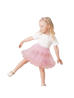 Sosomi Light Pink Tutu Skirts for Toddler Girls Birthday Outfit Puffy Ballet Tulle Layered Skirt Size 2-8