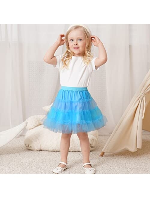 Sosomi Light Pink Tutu Skirts for Toddler Girls Birthday Outfit Puffy Ballet Tulle Layered Skirt Size 2-8