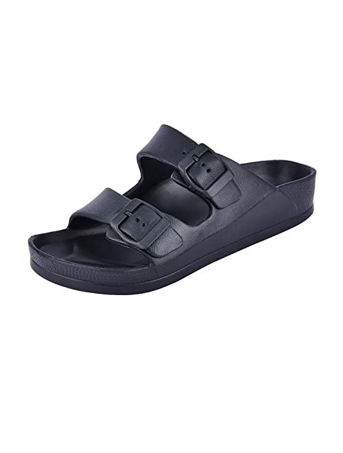 AUSLAND Comfort Slides with Adjustable Double Buckle Footbed Sandals