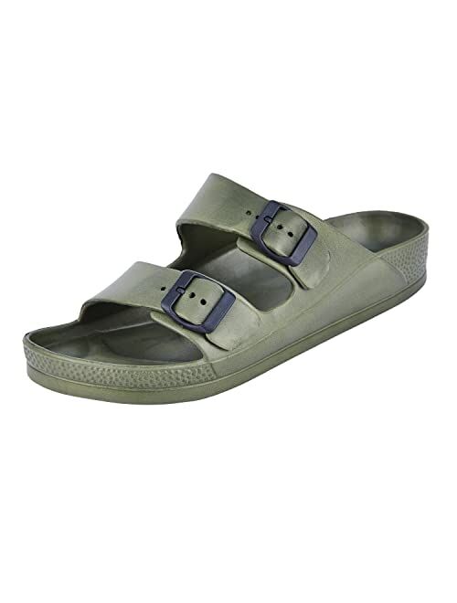 AUSLAND Comfort Slides with Adjustable Double Buckle Footbed Sandals