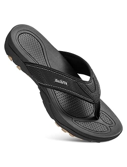 HAOLIRA Flip Flops for Men Summer Athletic Outdoor Tong Sandals with Arch Support Beach Slippers