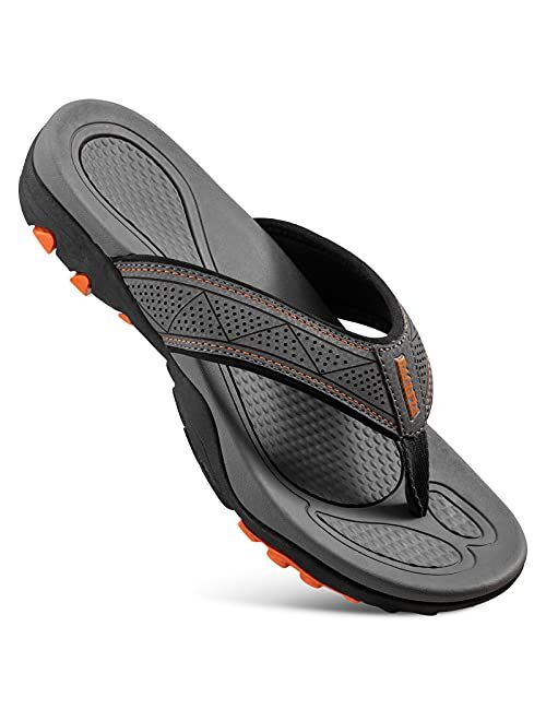 HAOLIRA Flip Flops for Men Summer Athletic Outdoor Tong Sandals with Arch Support Beach Slippers