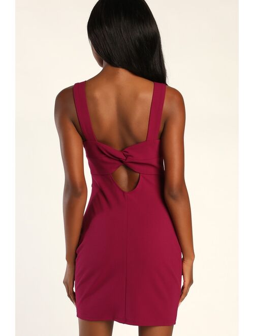 Lulus Must Be a Twist of Fate Dark Magenta Homecoming Bodycon Mini Dress