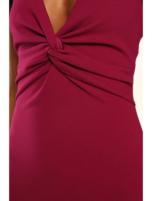 Lulus Must Be a Twist of Fate Dark Magenta Homecoming Bodycon Mini Dress