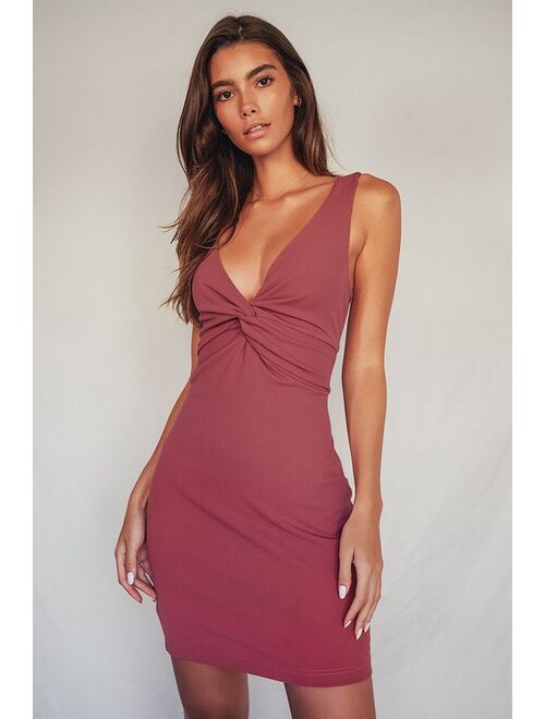 Lulus Must Be a Twist of Fate Dark Magenta Homecoming Bodycon Mini Dress