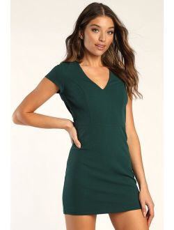 Twisted Chic Hunter Green Twist-Back Homecoming Mini Bodycon Dress