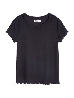 Big Girls Lettuce Edge Ribbed Knit Top