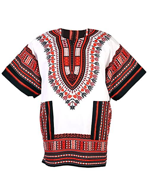 CHAINUPON African Dashiki Cotton Shirt Men Women Festival Boho Hippie 60's 70's Bohemian