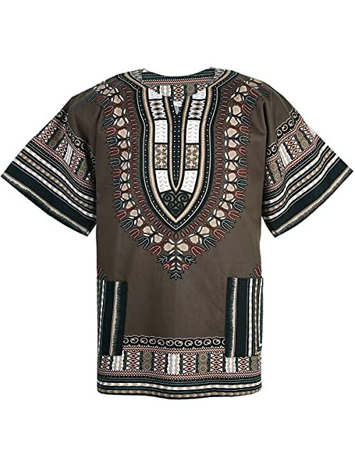 CHAINUPON African Dashiki Cotton Shirt Men Women Festival Boho Hippie 60's 70's Bohemian