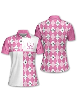 LASFOUR Custom Womens Golf Shirts Short Sleeve, 3D Funny Golf Outfits for Women, Funny Golf Shirts for Women