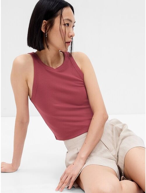 Gap Mini Rib Cropped Halter Tank Top