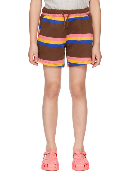 MINI RODINI Kids Brown Striped Shorts