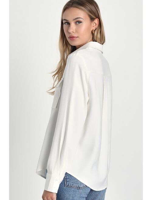 Lulus Simply Modern Ivory Long Sleeve Button-Up Top