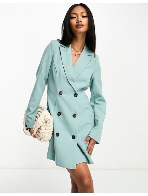 In The Style tailored double breasted blazer dress in turquoise