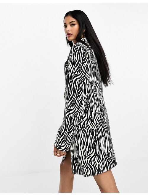 Urban Threads double breasted mini blazer dress in zebra print