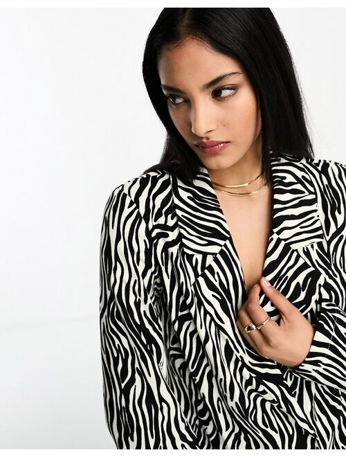 Urban Threads double breasted mini blazer dress in zebra print