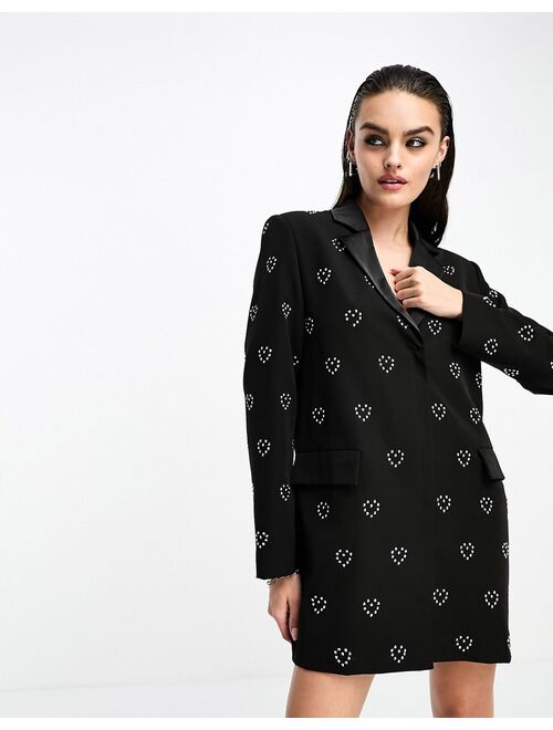 Extro & Vert boxy blazer dress with heart embellishment