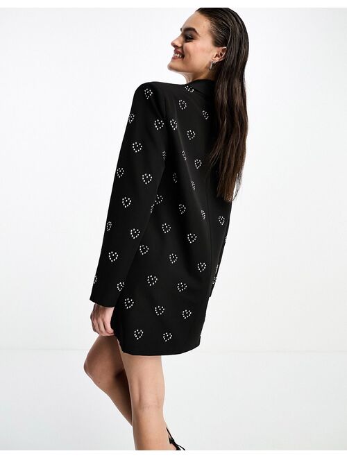 Extro & Vert boxy blazer dress with heart embellishment