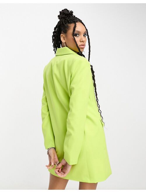 Extro & Vert boxy blazer dress in chartreuse with button details