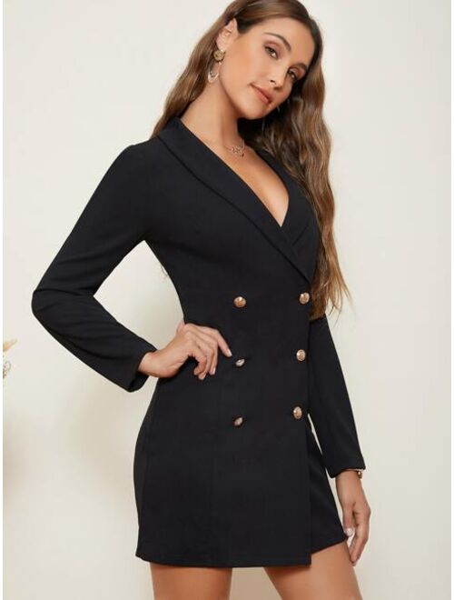 SHEIN Priv Shawl Neck Double breasted Blazer Dress