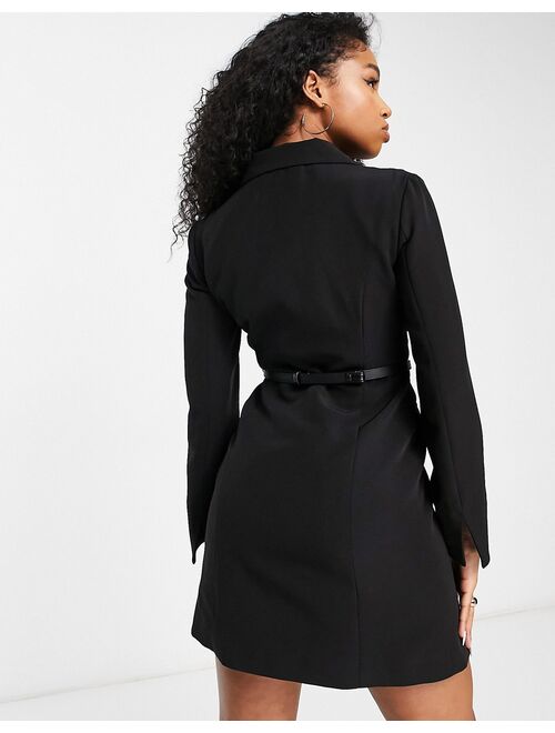 Miss Selfridge double breasted blazer dress with belt in black