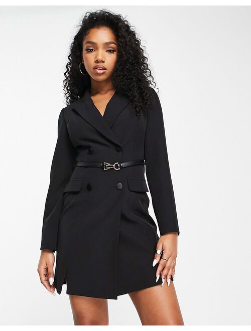 Miss Selfridge double breasted blazer dress with belt in black