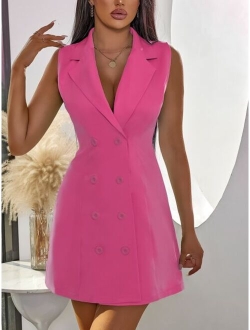 Frenchy Double Breasted Sleeveless Blazer Dress