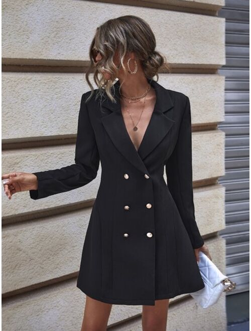 SHEIN Clasi Lapel Collar Double Breasted Blazer Dress