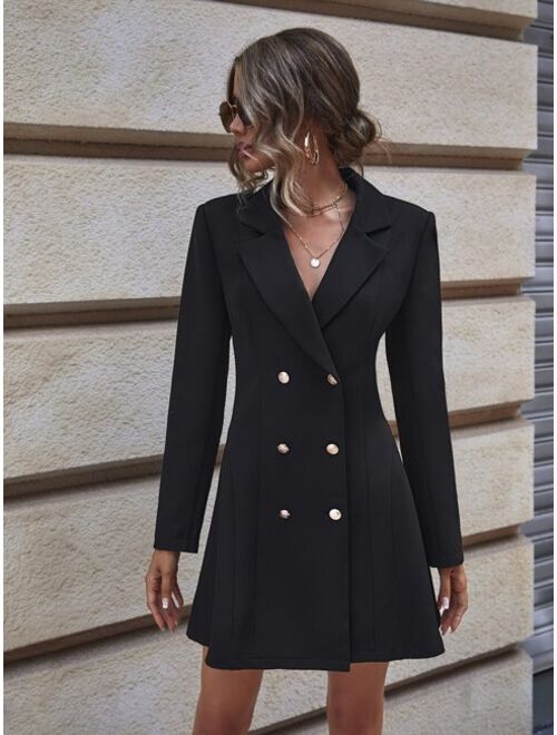 SHEIN Clasi Lapel Collar Double Breasted Blazer Dress