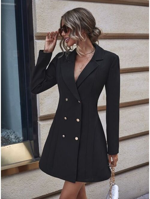 SHEIN Clasi Lapel Collar Double Breasted Blazer Dress