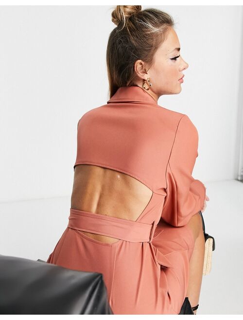 Saint Genies open back blazer dress in rust