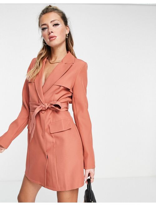 Saint Genies open back blazer dress in rust