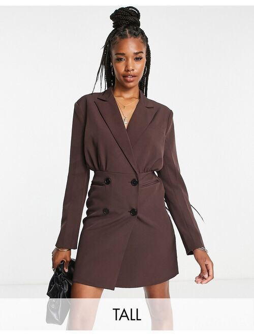 4th & Reckless Tall blazer dress in chocolate