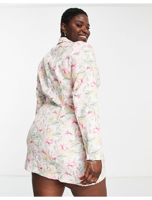 Saint Genies Plus tailored blazer dress in floral print