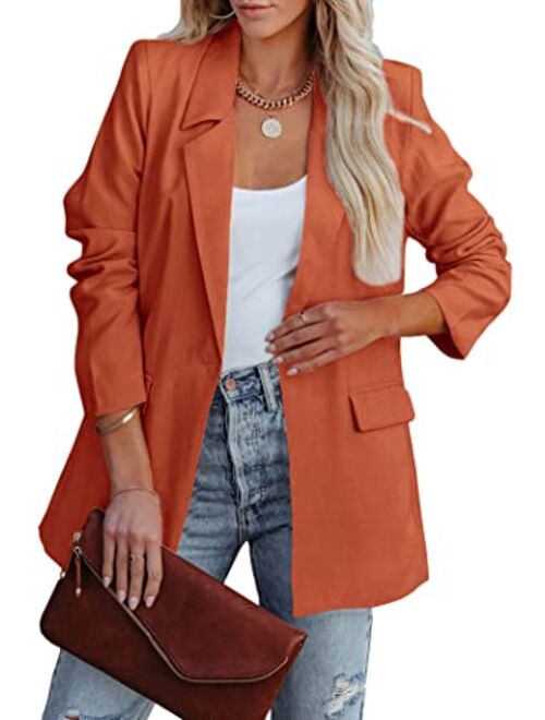 PRETTYGARDEN Women's Casual Blazers Long Sleeve Open Front Button Work Office Blazer Jackets with Pockets