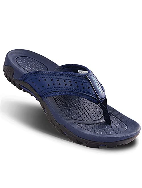 DUDHUH Flip Flops For Men Arch Support Relaxed Indoor And Outdoor Beach Slippers Comfort Mens Sports Sandals