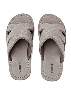 Veittes Men's Slide Sandals - Comfortable Casual Open Toe Outdoor Indoor Summer Sandals.