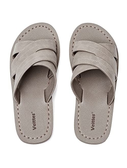 Veittes Men's Slide Sandals - Comfortable Casual Open Toe Outdoor Indoor Summer Sandals.