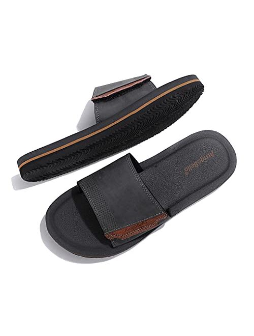 ARRIGO BELLO Men's Slides Sandals Adjustable Slip on Slippers Open Toe Sport Athletic Sandals Indoor Outdoor