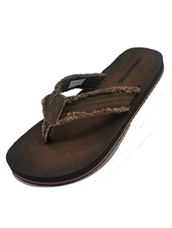 URBANFIND Men's Flip Flops Arch Support Sandals Comfortable Leather Thongs TPR Non-Slip Slippers