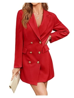 Womens Casual Blazer Dress Long Sleeve Double Breasted Work Office Blazer Jackets