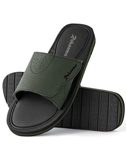 Roknemo Mens Slide Sandals Adjustable Athletic Casual Comfort Lightweight Open Toe Slides Sport Sandals with Memory Foam Soft Cushion Footbed