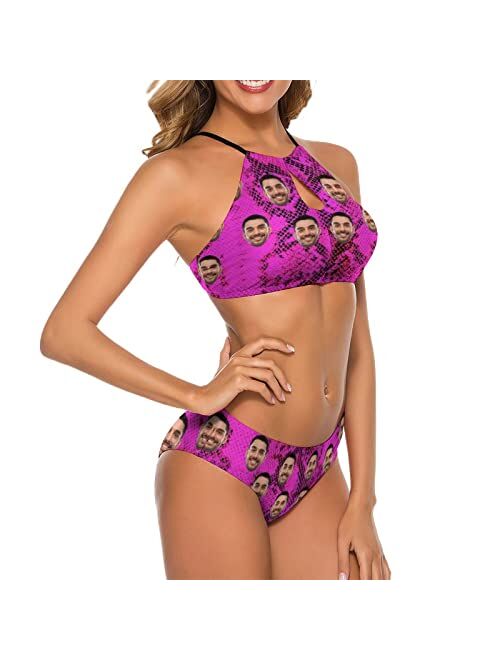 M Yescustom Custom Face Bikini Sets for Women Personalized Two Pieces Funny Bathing Suits Holiday Swimsuits for Women