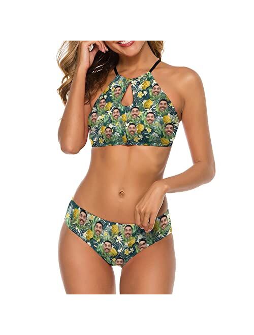 M Yescustom Custom Face Bikini Sets for Women Personalized Two Pieces Funny Bathing Suits Holiday Swimsuits for Women