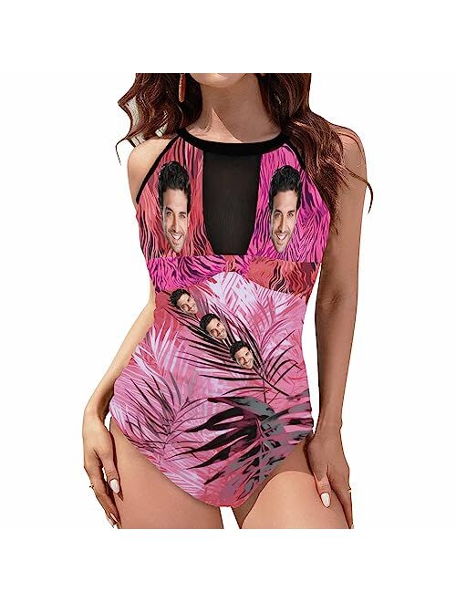 M Yescustom Custom Bathing Suit with Face American Personalized Swimsuit Bikini Set with Faces for Women One Piece on Them Custom